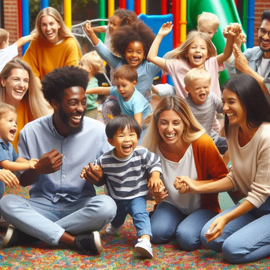 une équipe éducative qui joue avec de jeunes lors de séjours de rupture Coeur Brave